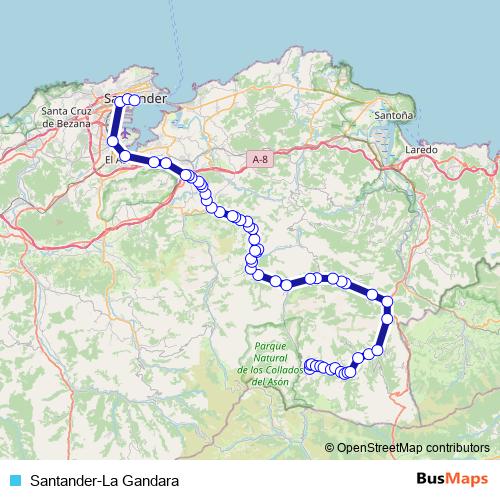 Santander-La Gandara bus Line Map