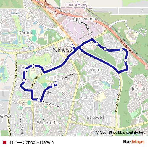 111 bus Line Map