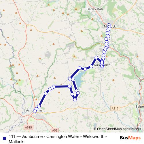 111 bus Line Map