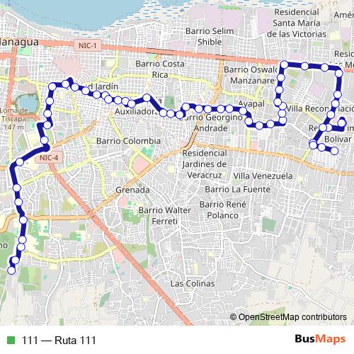 111 bus Line Map