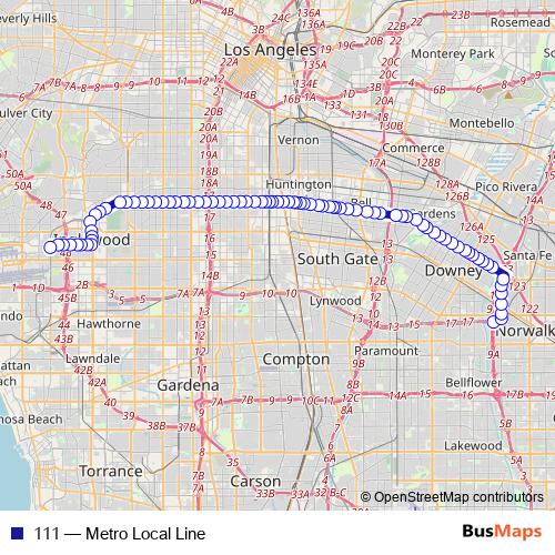 111 bus Line Map