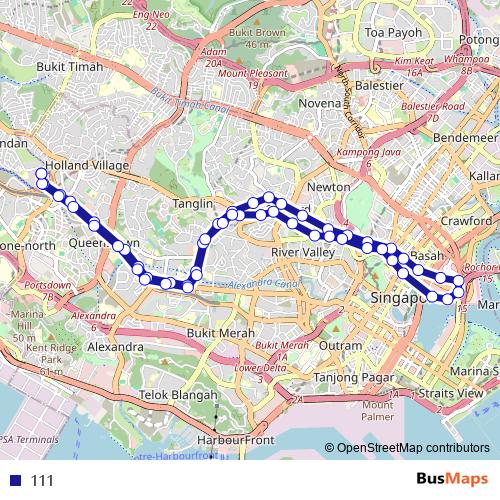 111 bus Line Map