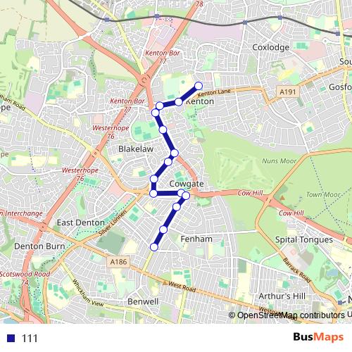 111 bus Line Map