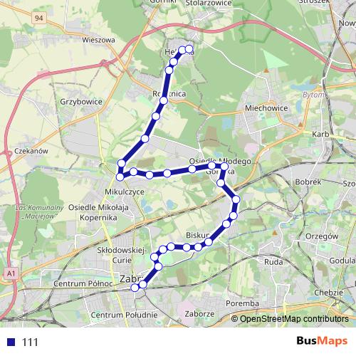 111 bus Line Map