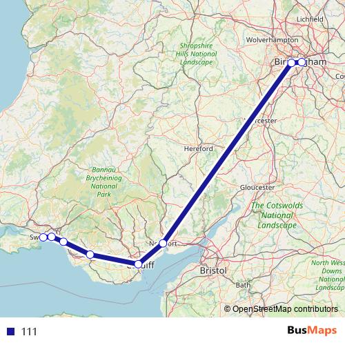 111 bus Line Map