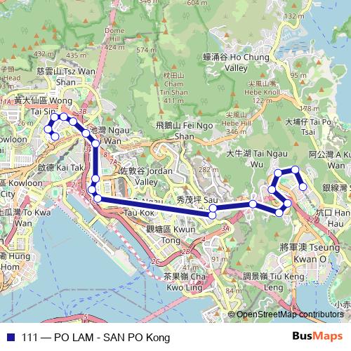 111 bus Line Map