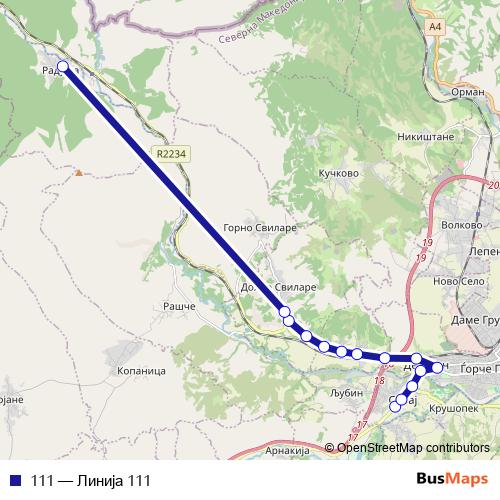 111 bus Line Map