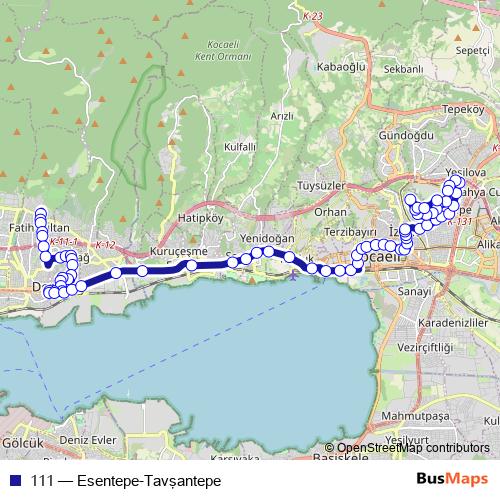 111 bus Line Map