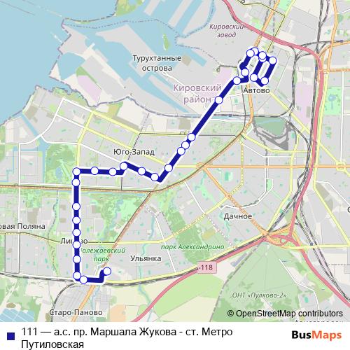 111 bus Line Map