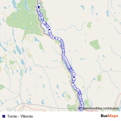 Tornio - Ylitornio bus Line Map