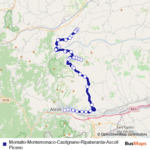 Montalto-Montemonaco-Castignano-Ripaberarda-Ascoli Piceno bus Line Map