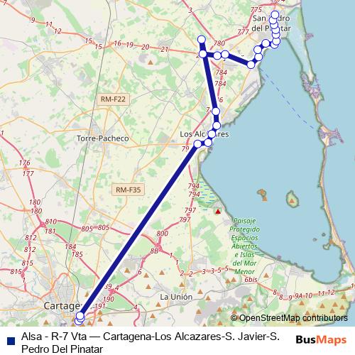 Alsa - R-7 Vta bus Line Map
