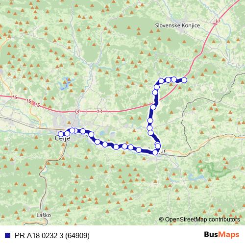 PR A18 0232 3 (64909) bus Line Map