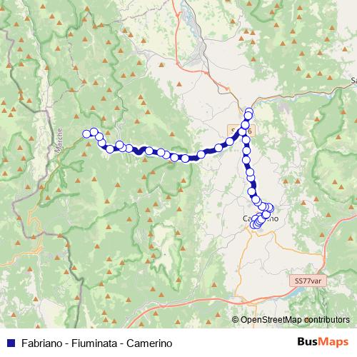 Fabriano - Fiuminata - Camerino bus Line Map