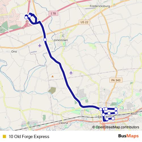 10 Old Forge Express bus Line Map