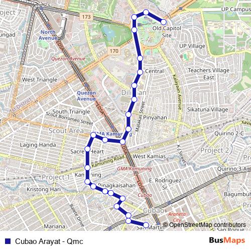 Cubao Arayat - Qmc bus Line Map