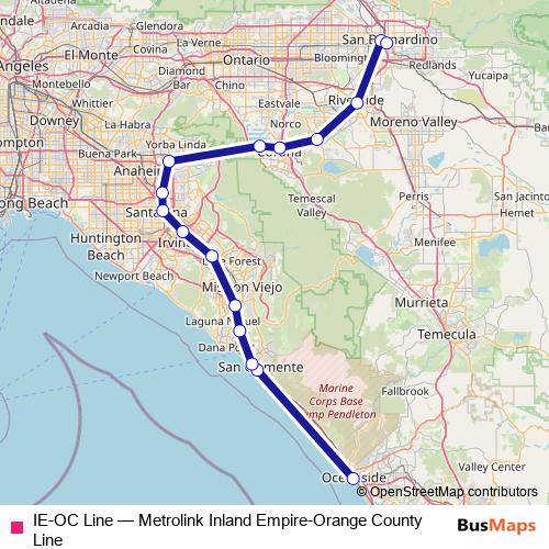 IE-OC Line rail Line Map