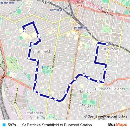 587s bus Line Map