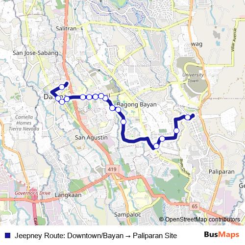 Jeepney Route: Downtown/Bayan → Paliparan Site bus Line Map