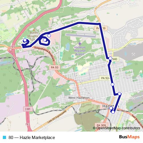 80 bus Line Map