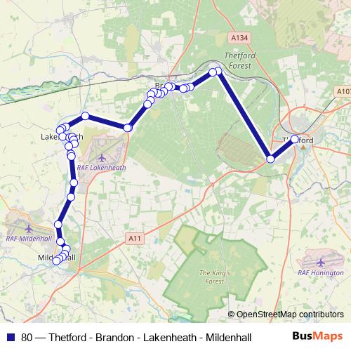 80 bus Line Map