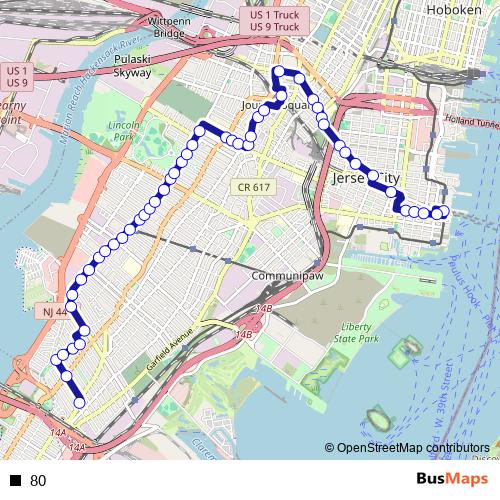 80 bus Line Map
