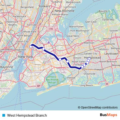 West Hempstead Branch rail Line Map