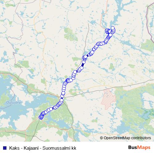 Kaks - Kajaani - Suomussalmi kk bus Line Map