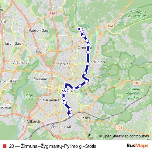 20 trolleybus Line Map