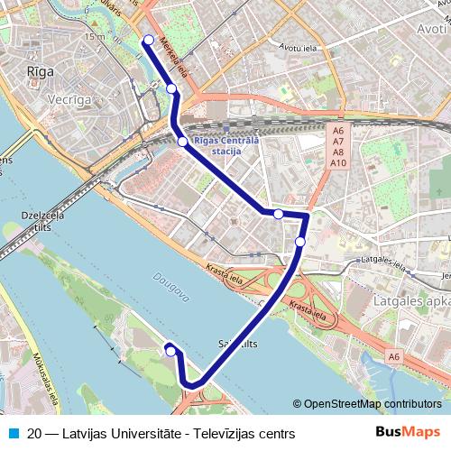 20 trolleybus Line Map