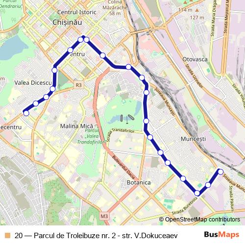 20 trolleybus Line Map