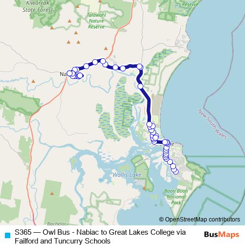 S365 bus Line Map