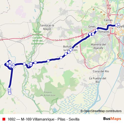 1692 bus Line Map
