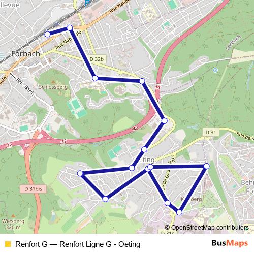Renfort G bus Line Map