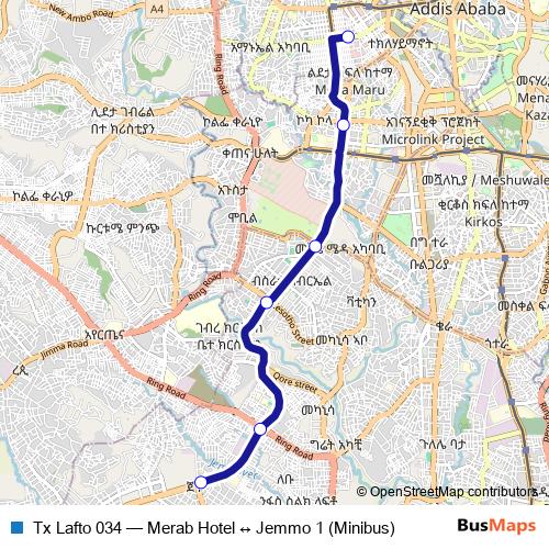 Tx Lafto 034 bus Line Map