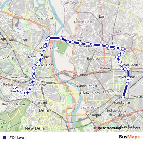 212down bus Line Map