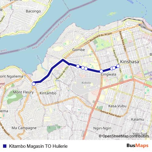 Kitambo Magasin TO Huilerie bus Line Map