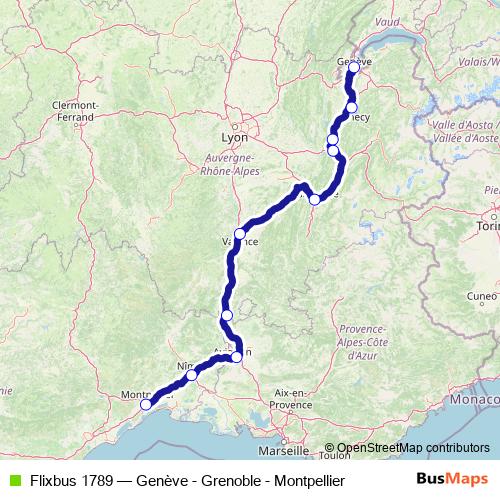 Flixbus 1789 bus Line Map