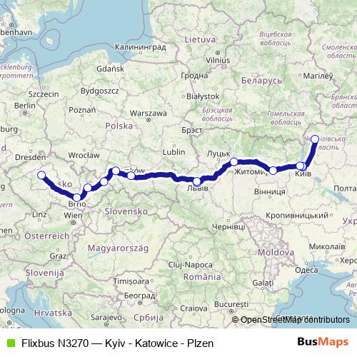 Flixbus N3270 bus Line Map