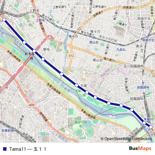 Tama11 bus Line Map