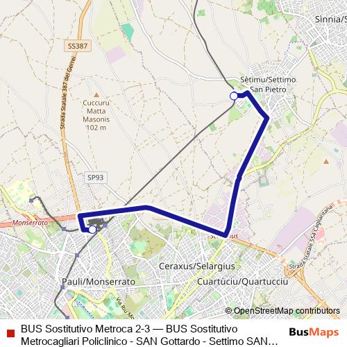 BUS Sostitutivo Metroca 2-3 tram Line Map
