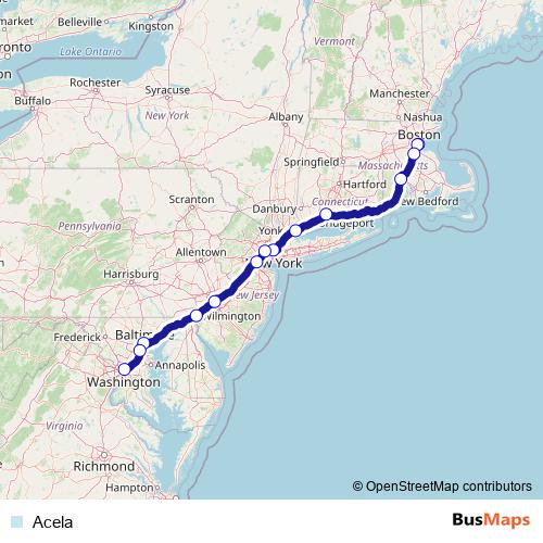 Acela rail Line Map
