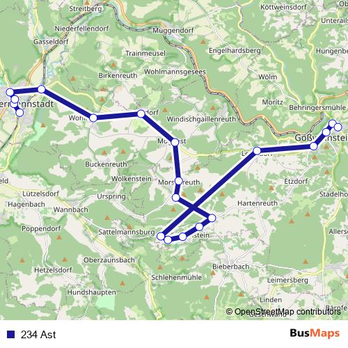 234 Ast bus Line Map