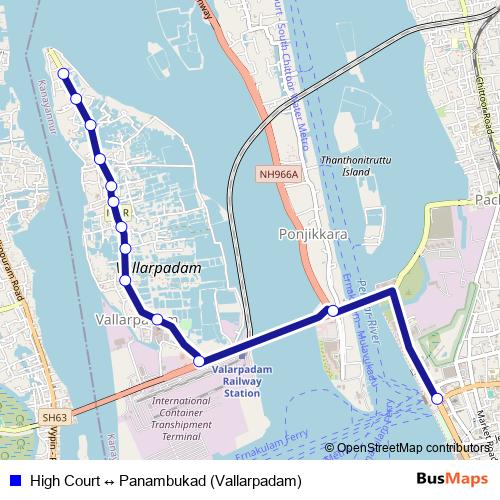 High Court ↔ Panambukad (Vallarpadam) bus Line Map