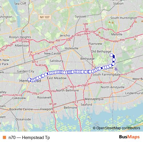 n70 bus Line Map