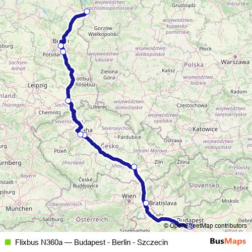 Flixbus N360a bus Line Map