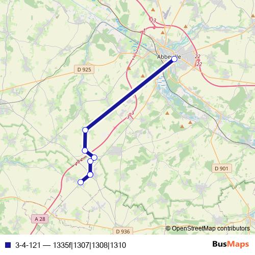 3-4-121 bus Line Map