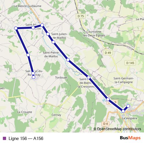 Ligne 156 bus Line Map
