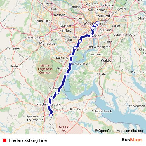 Fredericksburg Line rail Line Map