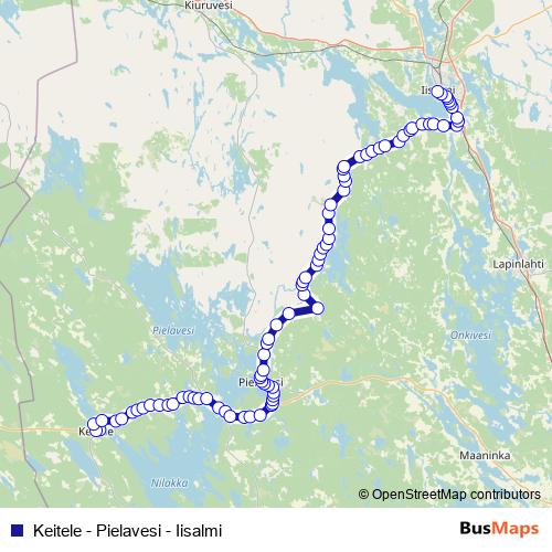Keitele - Pielavesi - Iisalmi bus Line Map
